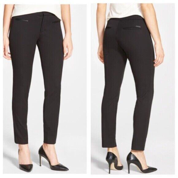 Sanctuary Pants Womens M/L Medium Large Black City Peg Twill Faux Leather Slim - Picture 10 of 11